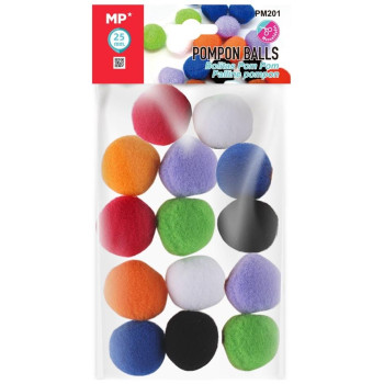 MP Χρωματιστές μπάλες Pompom για χειροτεχνίες 25mm PM201 MP Χρωματιστές μπάλες Pompom για χειροτεχνίες 25mm PM201