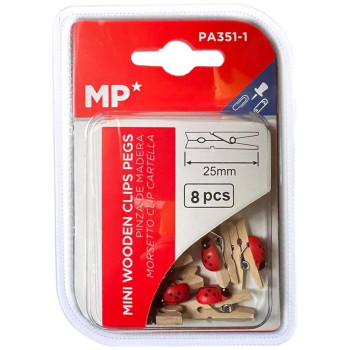 MP Μίνι ξύλινα μανταλάκια με Πασχαλίτσα 8 Τεμ PA351-1