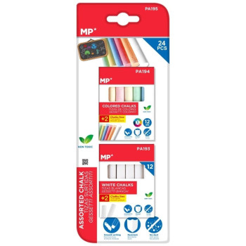 MP Κιμωλίες Λευκές 12 Τεμ +Κιμωλίες Xρωματιστές 12 Τεμ PA195 MP Κιμωλίες Λευκές 12 Τεμ +Κιμωλίες Xρωματιστές 12 Τεμ PA195