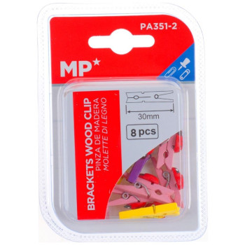 MP Μίνι ξύλινα μανταλάκια Χρωματιστά με Πασχαλίτσα 8 Τεμ PA351-2