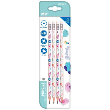 MP Διακοσμημένα μολύβια με γόμα 4 τεμαχίων PE335-13