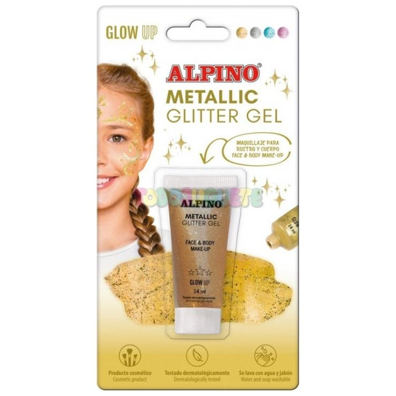 Alpino Face And Body Metallic Glitter Gel 14ml Gold 613466 Alpino Face And Body Metallic Glitter Gel 14ml Gold 613466