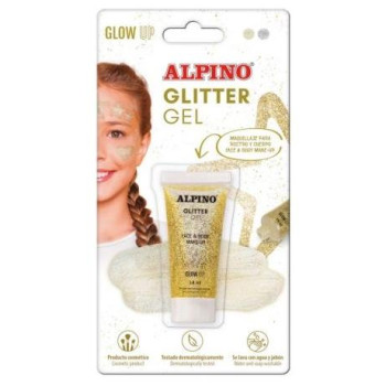 Alpino Face And Body Metallic Glitter Gel 14ml Gold 613497