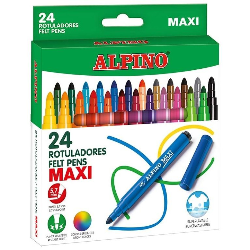 Alpino Μαρκαδόροι Χοντροί 24 Τμχ. Superwashable AR000007N Alpino Μαρκαδόροι Χοντροί 24 Τμχ. Superwashable AR000007N