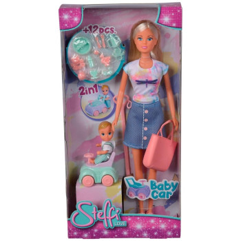 Simba Κούκλα Steffi Love και Μωρό σε Αμάξι Simba Κούκλα Steffi Love και Μωρό σε Αμάξι