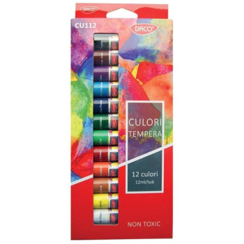 Daco Συσκευασία Τεμπερες 12 χρώματα 12ml/τεμ CU112 Daco Συσκευασία Τεμπερες 12 χρώματα 12ml/τεμ CU112