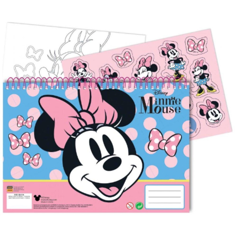Gim Μπλοκ Ζωγραφικής Α4 σπιράλ 40 φύλλων + Stickers Minnie 340-38416