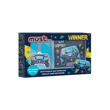 MUST Gamer Πορτοφολι Με Μπρελοκ MUST Σετ Δωρου MUST Gamer Πορτοφολι Με Μπρελοκ MUST Σετ Δωρου