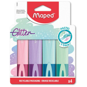Μαρκαδόρος Υπογράμμισης Maped Fluo Peps Pastel Glitter (Σετ 4 Τεμαχίων) Μαρκαδόρος Υπογράμμισης Maped Fluo Peps Pastel Glitter (Σετ 4 Τεμαχίων)