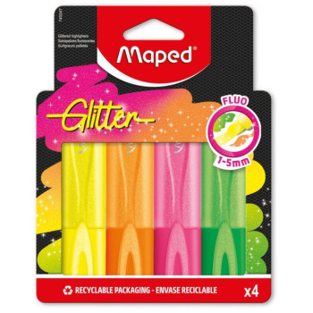 Μαρκαδόρος Υπογράμμισης Maped Fluo Peps Glitter (Σετ 4 Τεμαχίων) Μαρκαδόρος Υπογράμμισης Maped Fluo Peps Glitter (Σετ 4 Τεμαχίων)