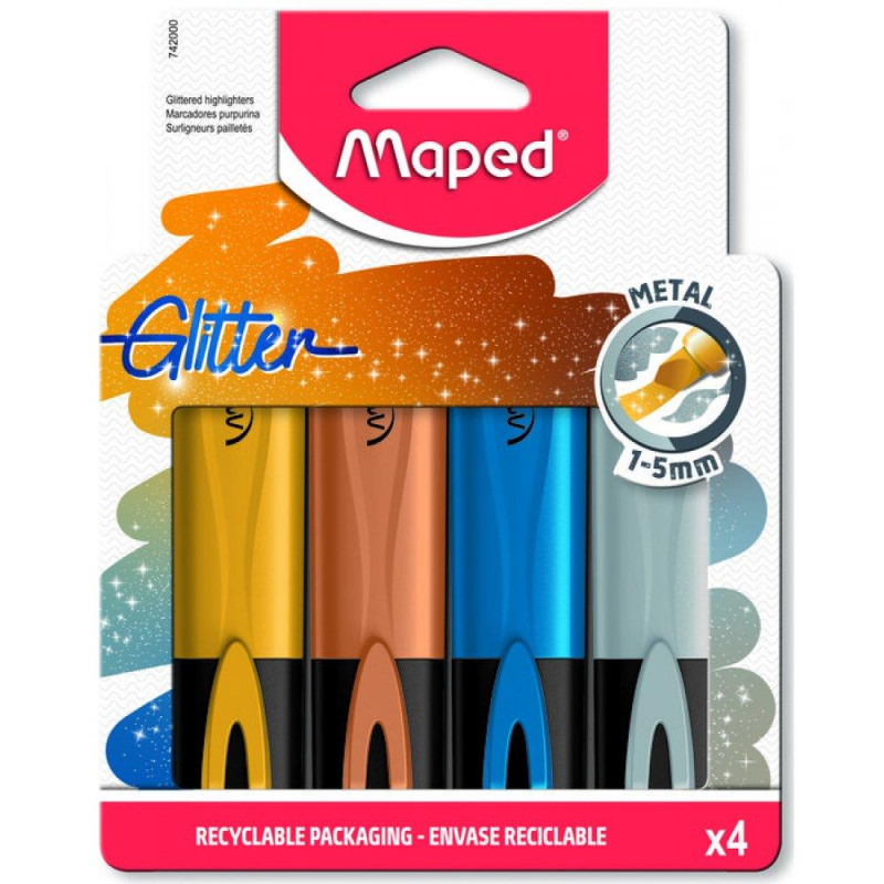 Μαρκαδόρος Υπογράμμισης Maped Glitter Metal (Σετ 4 Τεμαχίων)