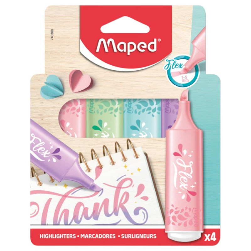Μαρκαδόρος Υπογράμμισης Maped Flex Lettering (Σετ 4 Τεμαχίων)