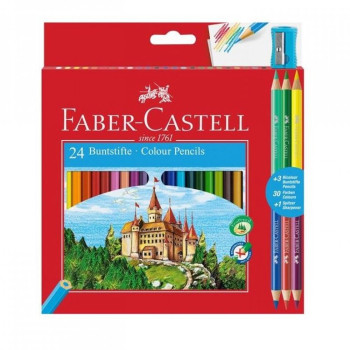 Faber Castell Σετ 24 Τεμαχίων Ξυλομπογιές + Ξύστρα Δώρο 110324