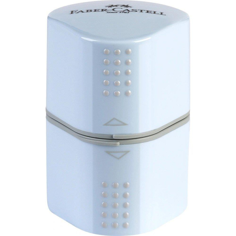 Ξύστρα grip Faber-Castell τριπλή με δοχείο γαλάζιο sky blue 183874