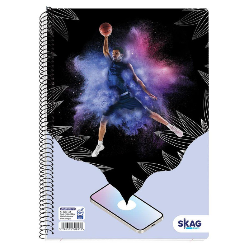 Skag Τετράδιο Σπιράλ University Fun Αγόρι 3θ A4  Ν.9253 S300513
