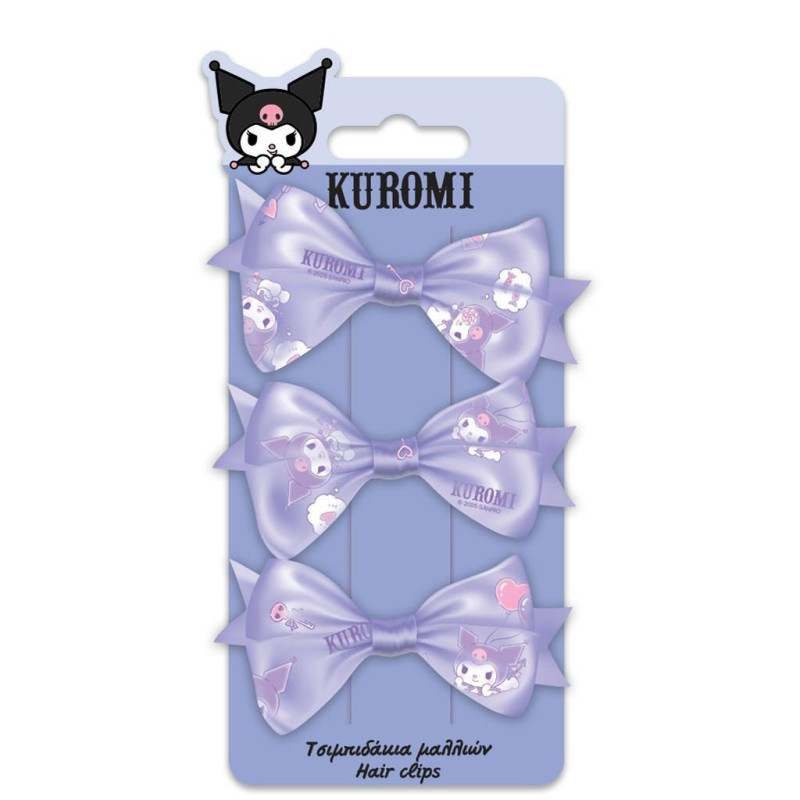 Διακακης Kuromi Τσιμπιδάκια Μαλλιών Σετ 3Τμχ