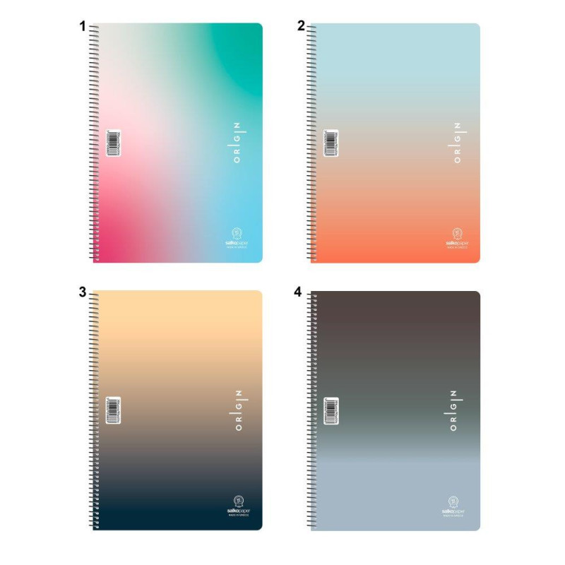 Τετράδιο Σπιράλ Α4 4 Θεμάτων Origin