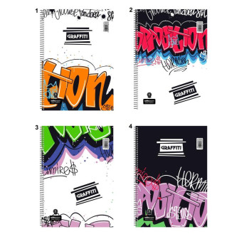 Τετράδιο Σπιράλ Α4 3 Θεμάτων Graffiti Τετράδιο Σπιράλ Α4 3 Θεμάτων Graffiti