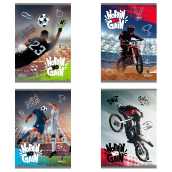 Τετράδιο καρφίτσα ριγέ Salko No pain no gain 40 φύλλα Β5 (4 σχέδια)