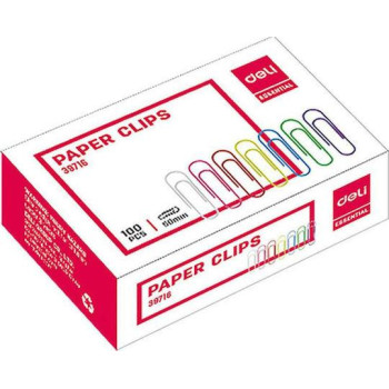 Deli Συνδετήρες 33mm Πλαστικοί Χρωματιστοί No4 100τμχ