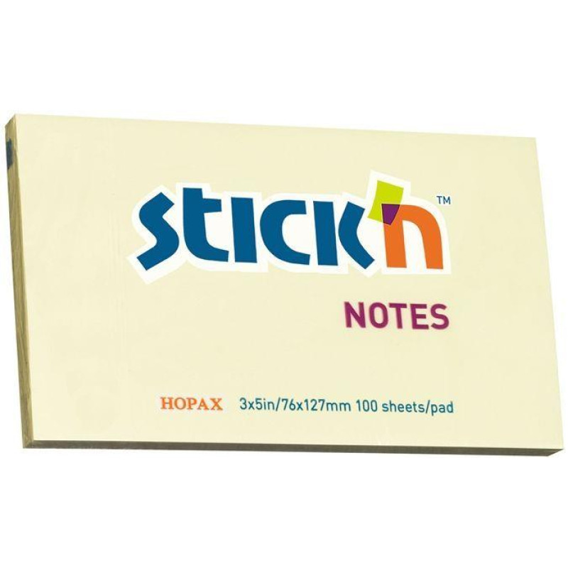 StickN Αυτοκόλλητα Χαρτάκια Σημειώσεων 100 Φύλλων Κίτρινα 7.6x12.7cm 21009