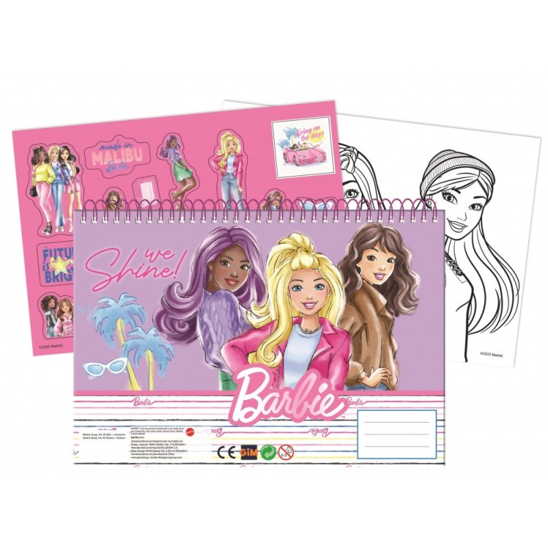 GIM ΜΠΛΟΚ ΖΩΓΡΑΦΙΚΗΣ 23Χ33 40 ΦΥΛΛΑ ΜΕ STICKERS BARBIE PAINTS 349-89416
