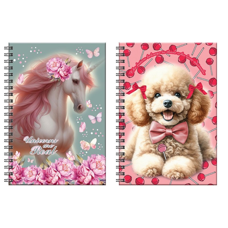 ΤΕΡΑΔΙΟ ΣΠΙΡΑΛ BMU B5 (17X25) 2 ΘΕΜ. 70Φ LOVE POODLE-BUTTERFLY UNICORN 357-21402