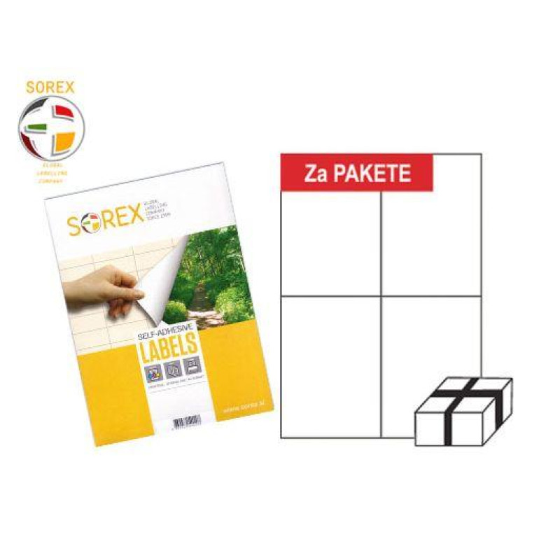 Sorex Ετικέττες Αυτ.Εκτυπ.A4 2X4 105X74mm 100Φ.