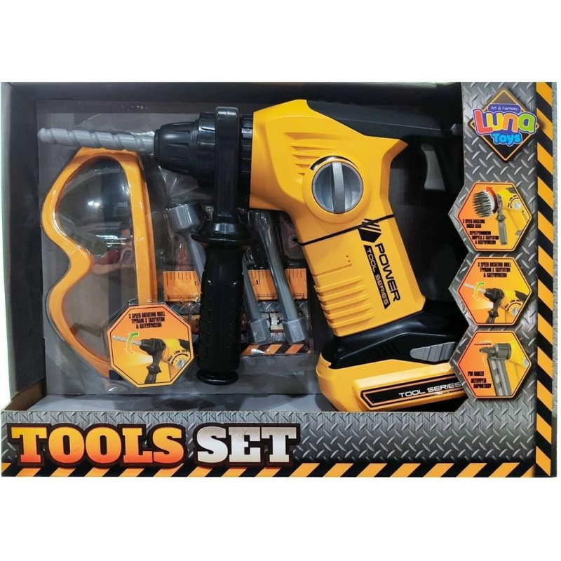 Luna Toys Σετ Εργαλείων Τρυπάνι με Φως και Γυαλιά 6τεμ. (000622722)