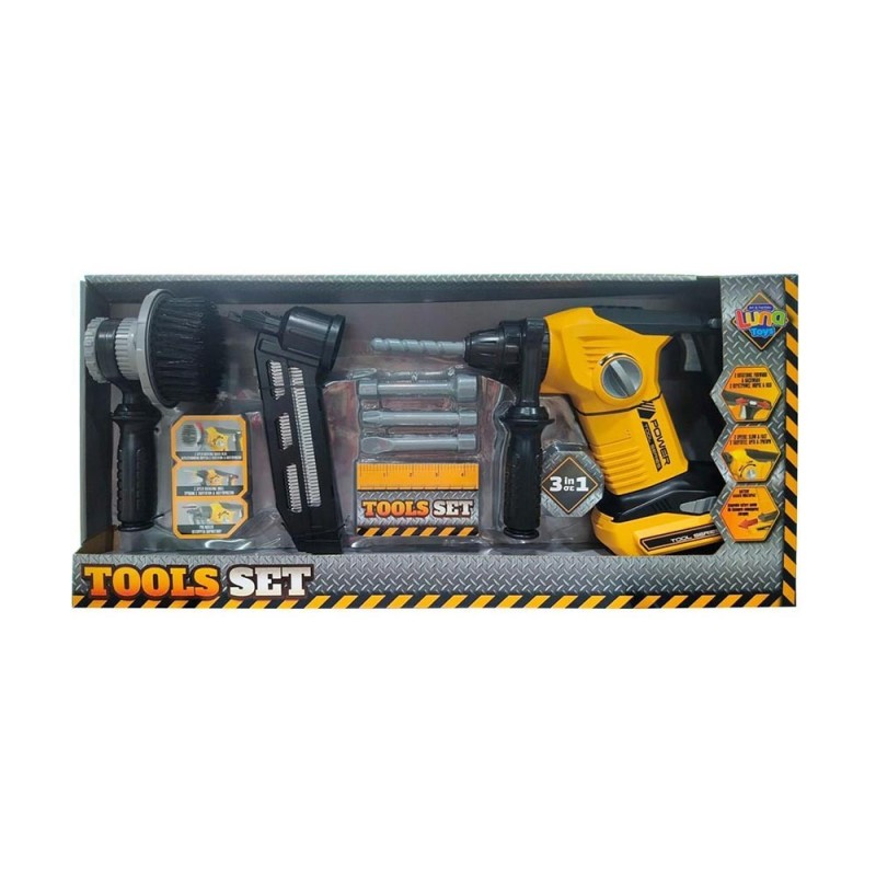 Luna Toys Σετ Εργαλείων Τρυπάνι με Φως και Εξαρτήματα 7τεμ. (000622719)