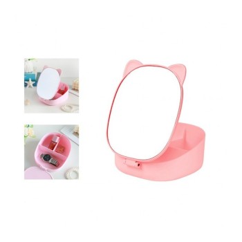 ΚΑΘΡΕΠΤΗΣ I TOTAL ΜΕ ΔΟΧΕΙΟ FOLDABLE MAKE UP MIRROR ΓΑΤΟΥΛΑ ΡΟΖ ΠΑΣΤΕΛ XL2960B