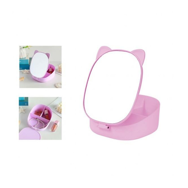 ΚΑΘΡΕΠΤΗΣ I TOTAL ΜΕ ΔΟΧΕΙΟ FOLDABLE MAKE UP MIRROR ΓΑΤΟΥΛΑ ΜΩΒ ΠΑΣΤΕΛ XL2960C