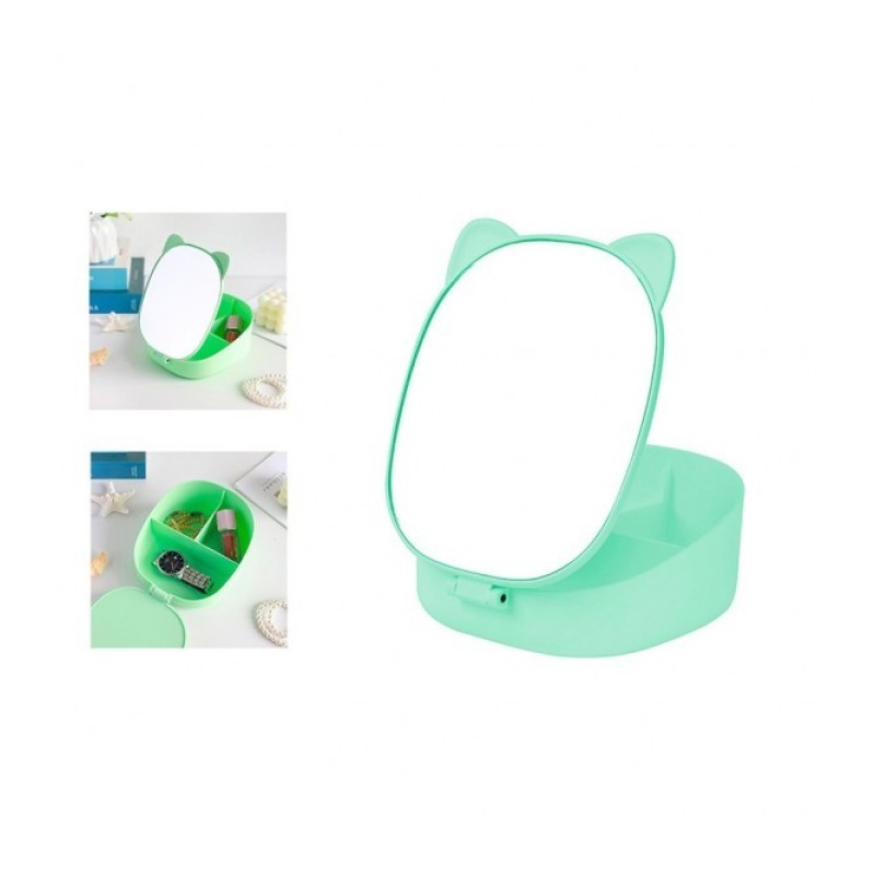 ΚΑΘΡΕΠΤΗΣ I TOTAL ΜΕ ΔΟΧΕΙΟ FOLDABLE MAKE UP MIRROR ΓΑΤΟΥΛΑ ΠΡΑΣΙΝΟ ΠΑΣΤΕΛ XL2960A