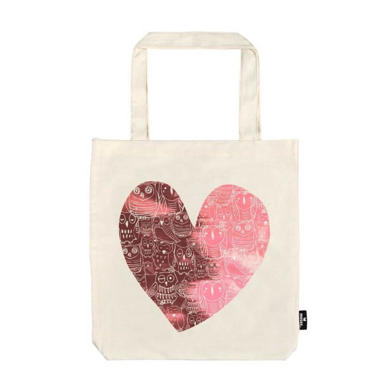 Τσάντα Ώμου Υφασμάτινη για Ψώνια Owl Heart M83452 Moses