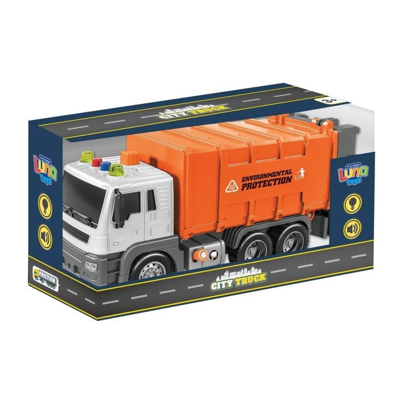 Απορριμματοφόρο Friction Luna Toys 1:16 με ήxο και φως