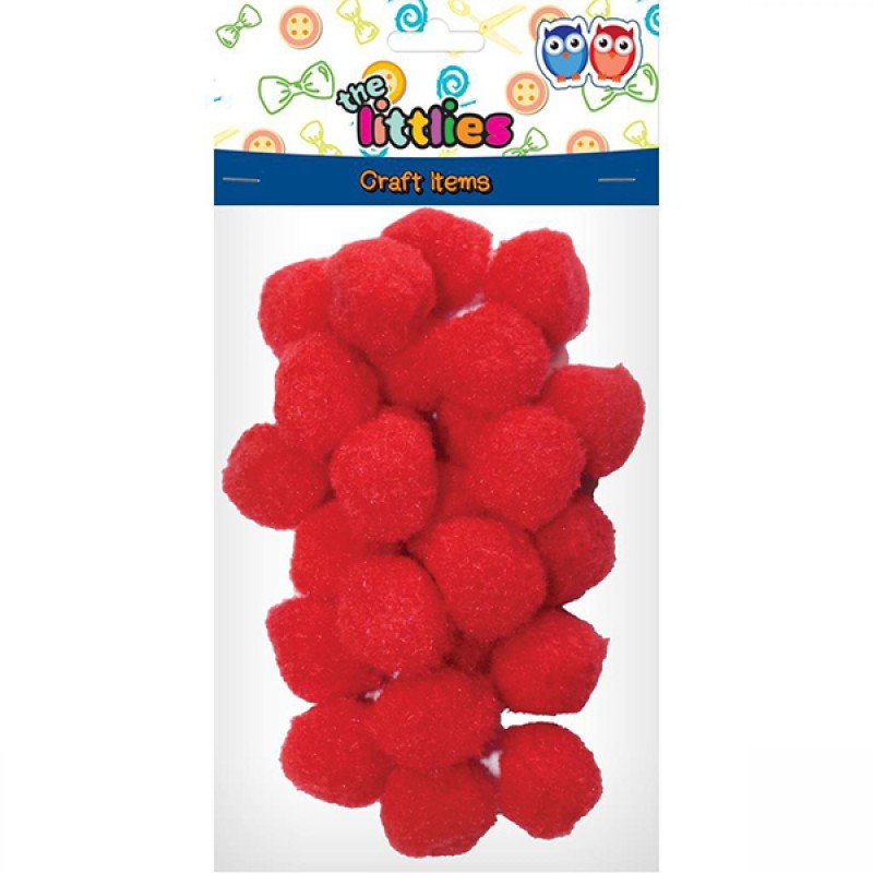 The Littlies Πομ Πομ Χειροτεχνίας 15mm Κόκκινο 60τμχ 646699