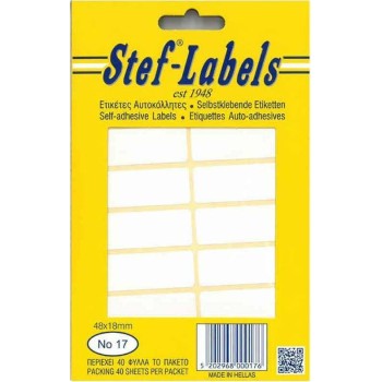 Stef Labels Ετικέτες Αυτοκόλλητες Νο17 18x48 40 φύλλων 16 τεμ/Φύλλο Stef Labels Ετικέτες Αυτοκόλλητες Νο17 18x48 40 φύλλων 16 τεμ/Φύλλο