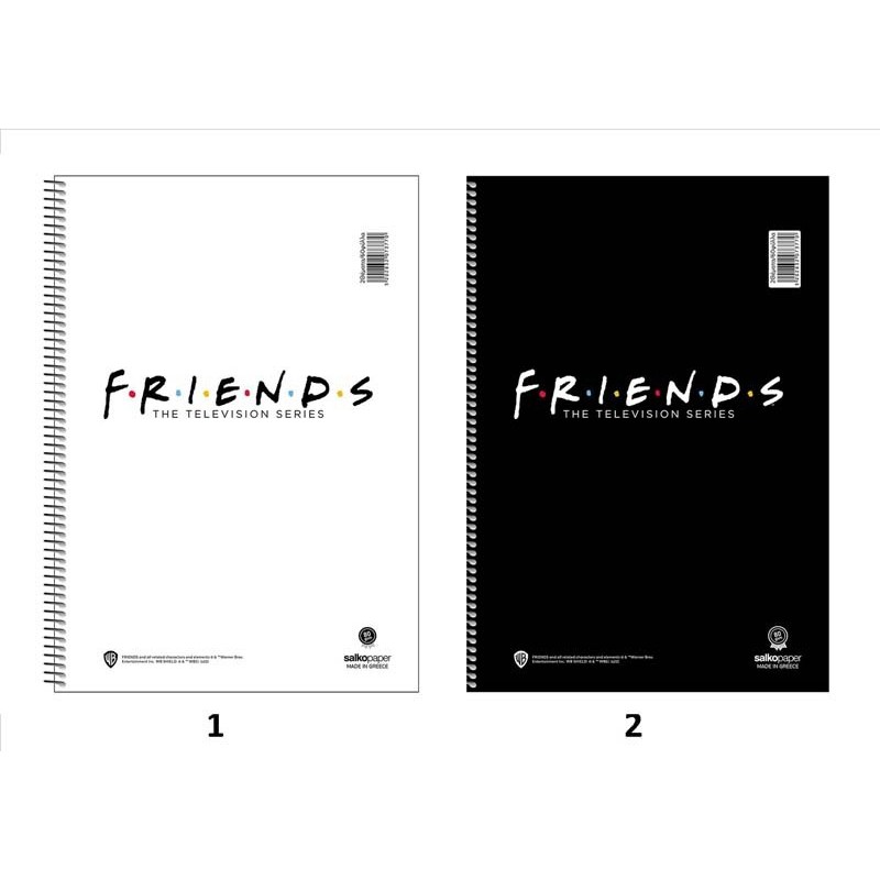 Salko Paper Σπιράλ Τετράδιο Ριγέ Β5 60 Φύλλων 2 Θεμάτων Friends (Διάφορα Χρώματα)